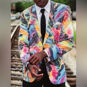 Mark of Distinction Vibrant Abstract Men's Tuxedo Jacket